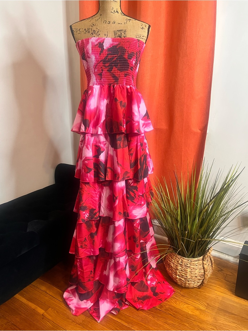 Floral Strapless Tier Dress